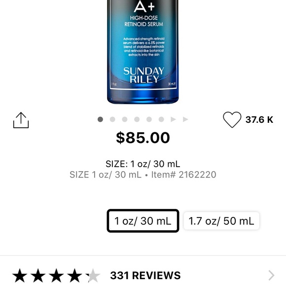 Sunday riley A+ High Dose Retinol Serum - Picture 3 of 5